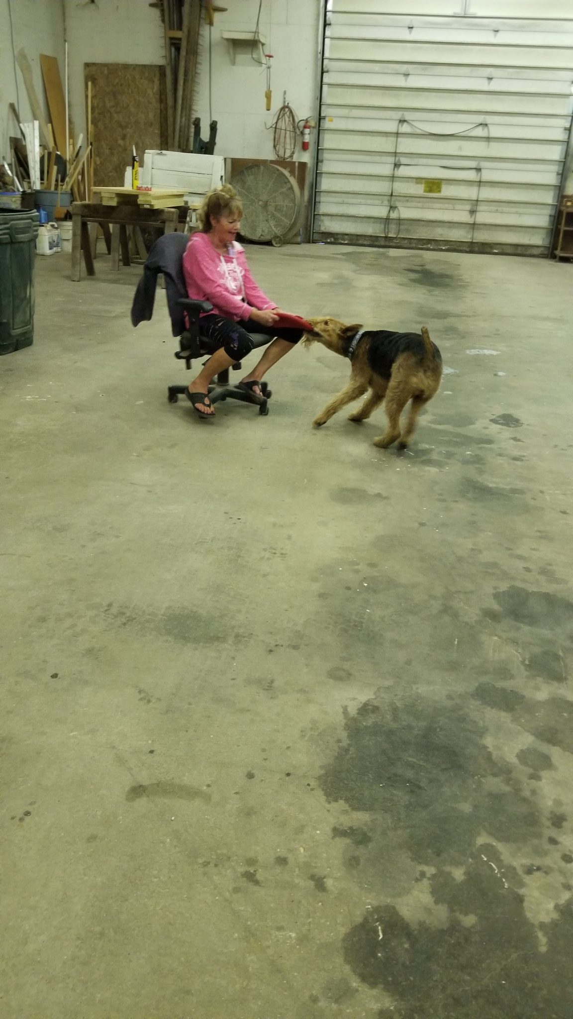 Vickie getting spun around by Teddie.