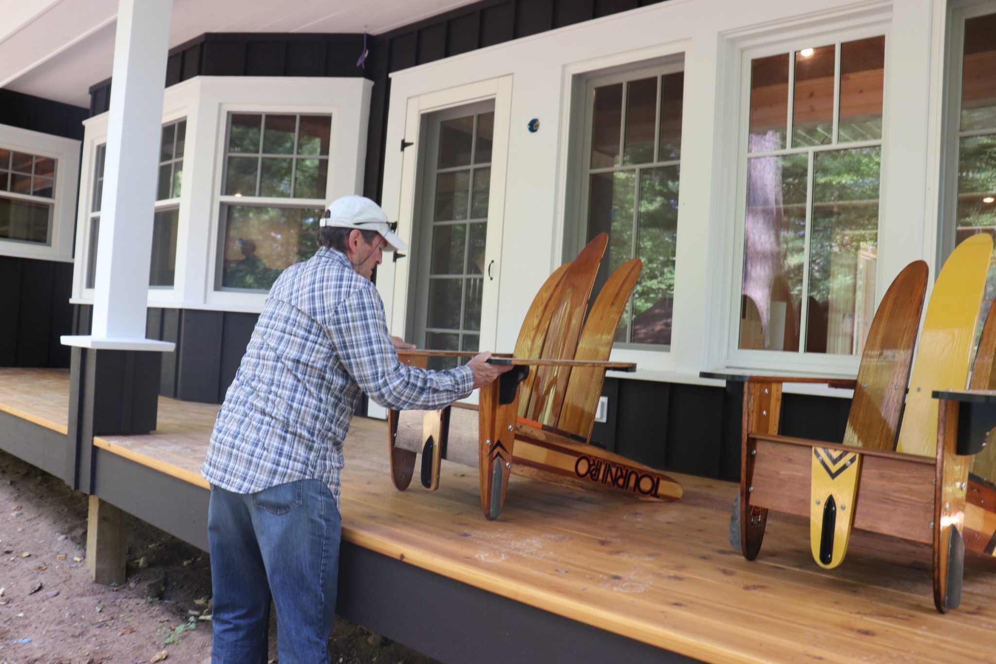 Chairs made from old skis for the side porch.