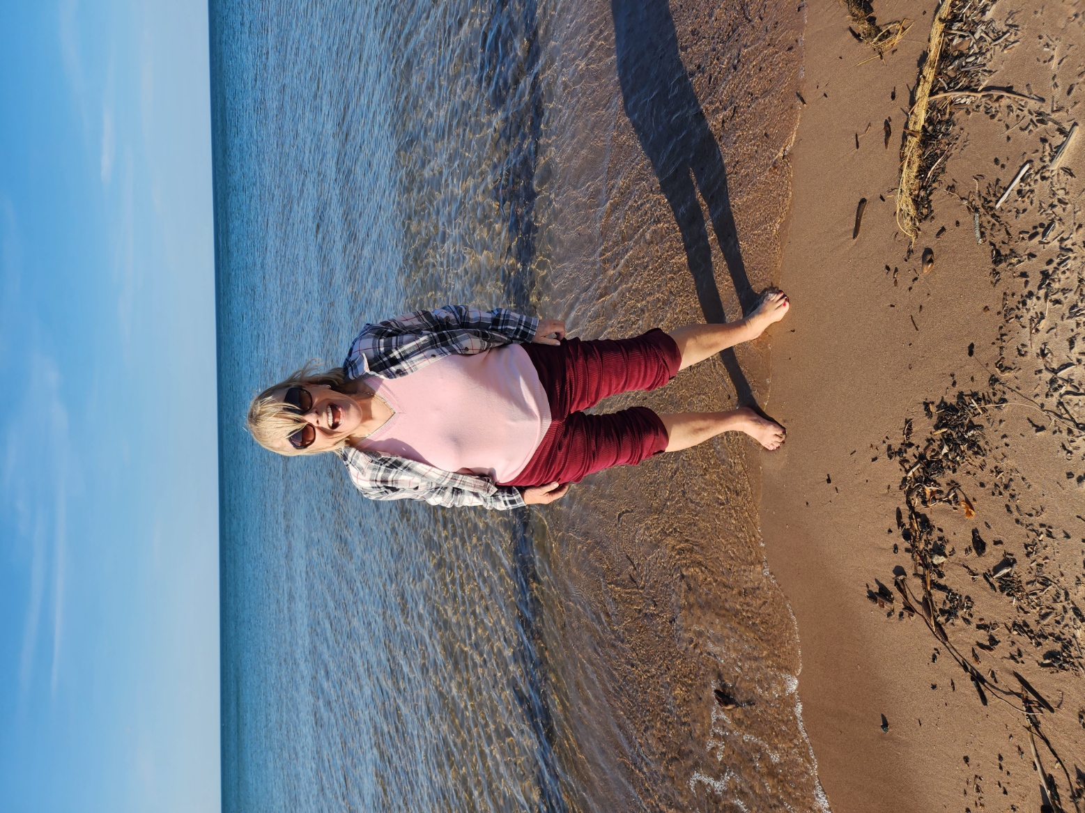 Jeanne on the beach in Houghton, MI